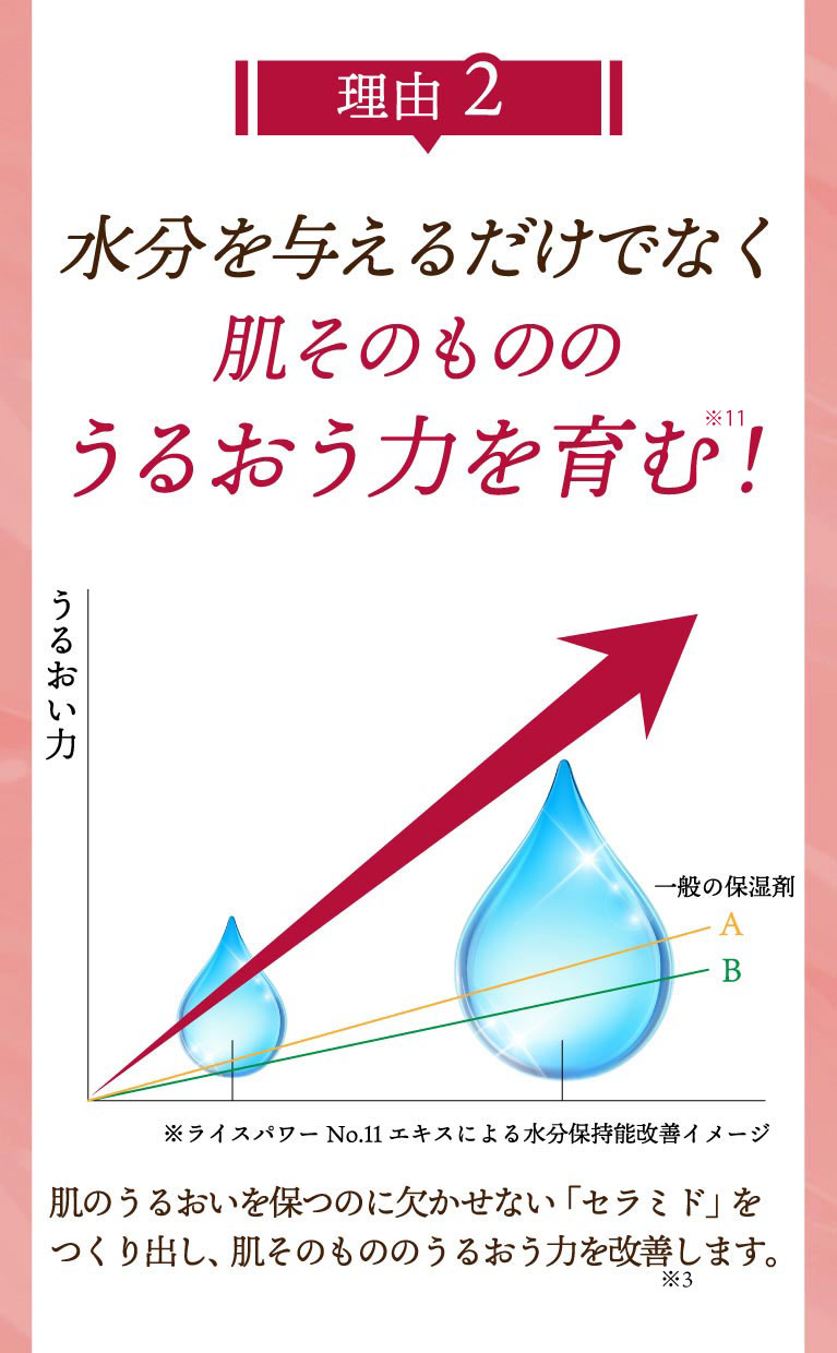 理由2、水分を与えるだけでなく肌そのものの潤う力を育む